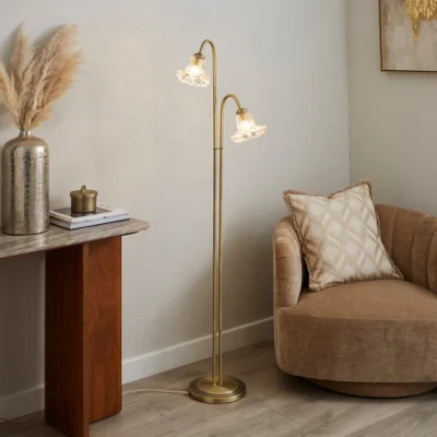 Dunelm Sophia Floral 2 Light Floor Lamp