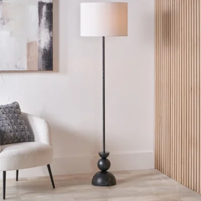 Dunelm Pacific Lifestyle Vala Graphite Metal Textured Effect Ball Floor Lamp