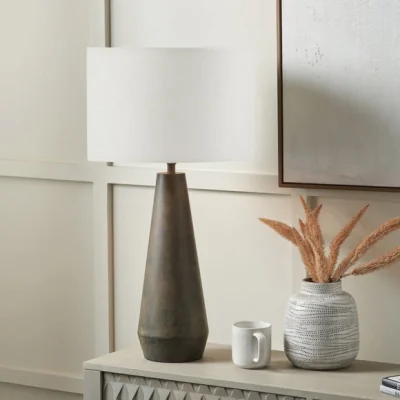 Dunelm Pacific Lifestyle Abor Verdi Gris Lino Table Lamp