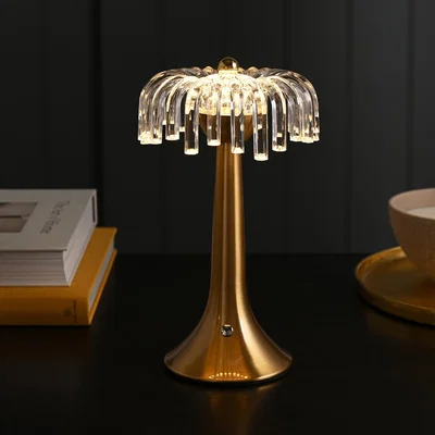 Dunelm Hestia Bronze Base Crystal Trim Rechargeable Colour Changing LED Touch Table Lamp Bronze