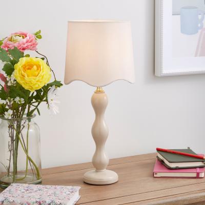 Dunelm Elsie Tall Scalloped Table Lamp Mushroom (Natural)