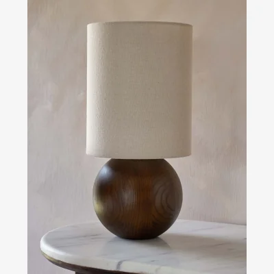 Danetti Orlan natural linen and dark wood table lamp