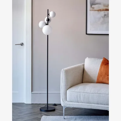 Danetti Riley Marble Look 4 Light Glass Floor Lamp