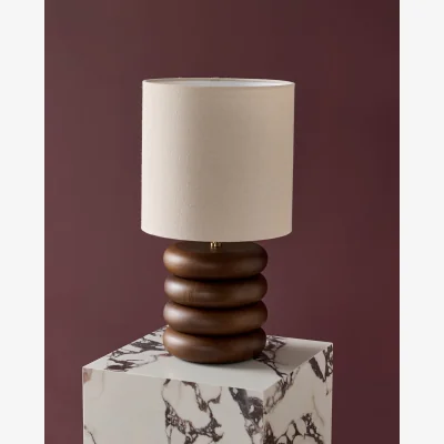 Danetti Hepworth natural linen and dark wood table lamp