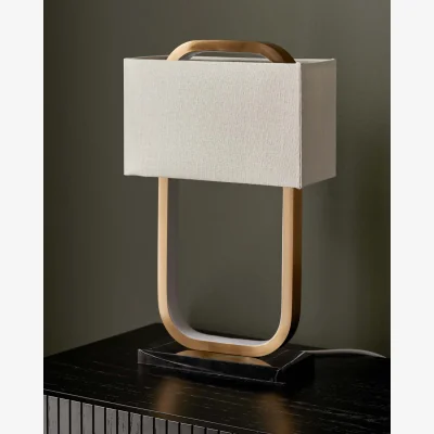 Danetti Sanza natural linen and brushed bronze table lamp