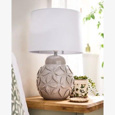 Dibor Grey Ceramic Floral Lamp