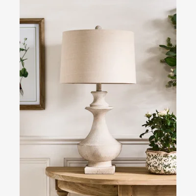 Dibor Turned Wood Effect Lamp