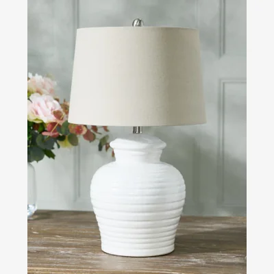 Dibor Glazed White Pot Lamp