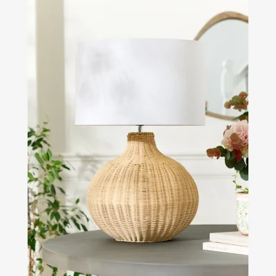 Dibor Curved Rattan Table Lamp