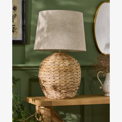 Dibor Handwoven Coastal Rattan Table Lamp