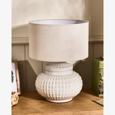 Dibor Dimpled White Ceramic Table Lamp