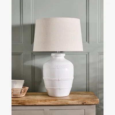 Dibor White Beaded Table Lamp