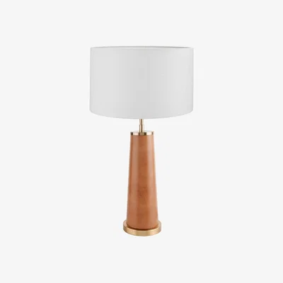 Furniture Village Laurence Tan Leather and Brass Table Lamp
