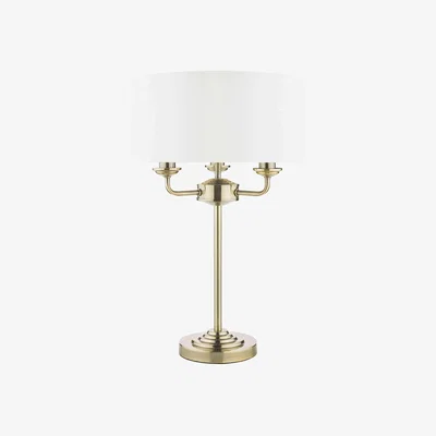 Furniture Village Laura Ashley Sorrento 3 Light Table Lamp - Antique Brass