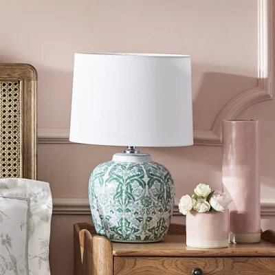 French Bedroom Botanical Olive Ceramic Table Lamp