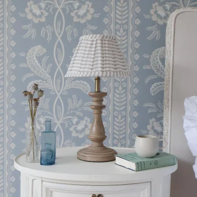 French Bedroom Petite Stripe Wooden Table Lamp