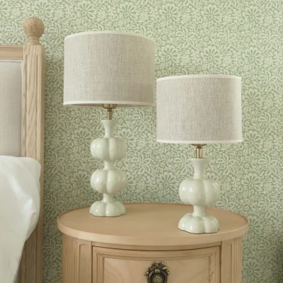 French Bedroom Ceramic Pumpkin Lamp (Petite)