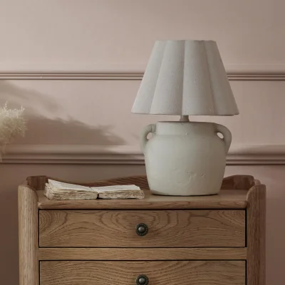 French Bedroom Pair of Bijou Bisous Lamps in Biscuit