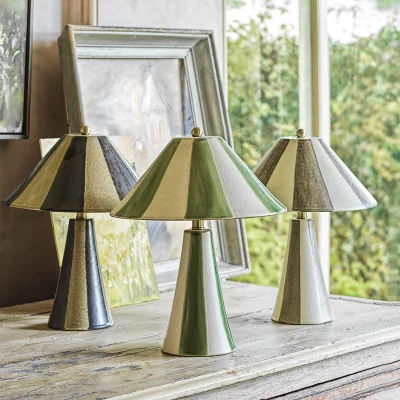 Graham & Green Graham and Green Peat Striped Stoneware Table Lamp