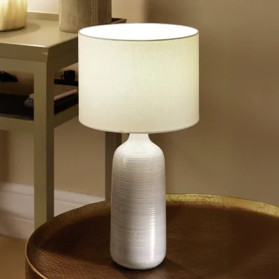 Habitat Pacific Venus Ceramic Ribbed Table Lamp - Grey