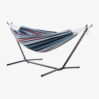 Habitat Vivere Denim Double Hammock with Metal Stand