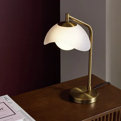 Habitat Habitat Arti Textured Glass Metal Table Lamp - Brass