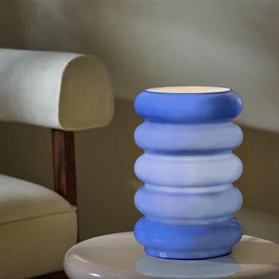 Habitat Habitat Ribbed Glass Table Lamp - Blue