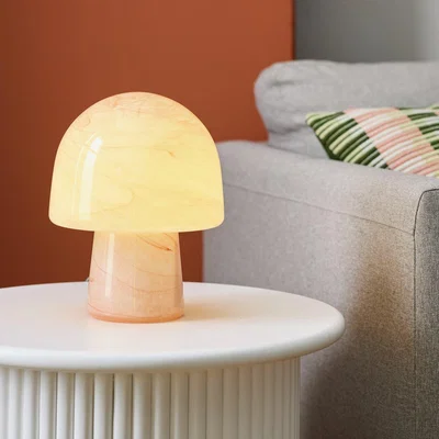 Habitat Habitat Alabaster Glass Mushroom Table Lamp - Peach