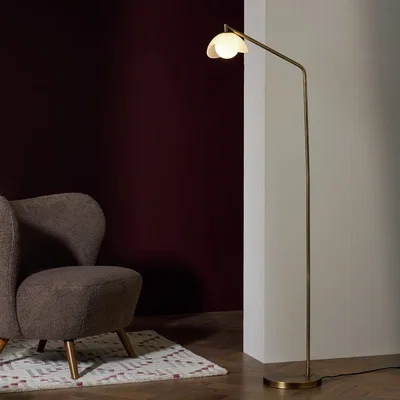 Habitat Habitat Arti Textured Glass Floor Lamp - Brass