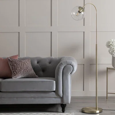 Habitat Habitat Coleman Glass Shade Metal Floor Lamp - Brass