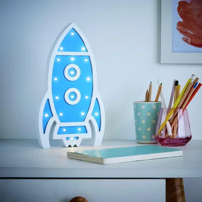 Habitat Glow Light Up Rocket LED Table Lamp - Blue & White