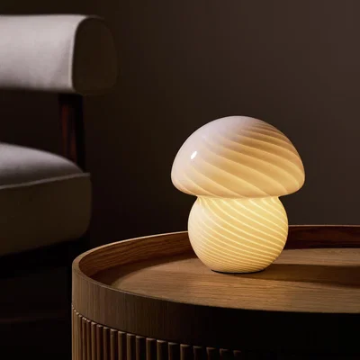 Habitat Habitat Mushroom Stripped Table Lamp - White