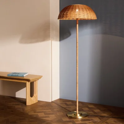 Habitat Habitat Alba Rattan Umbrella Floor Lamp - Brown