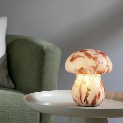 Habitat Habitat Mushroom Glass Battery Powered Table Lamp-White&Rust