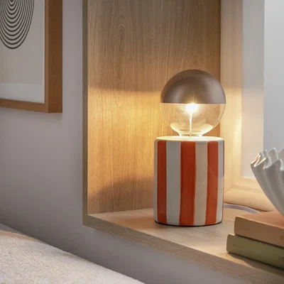 Habitat Habitat Ceramic Stripe Bulb Holder - Orange