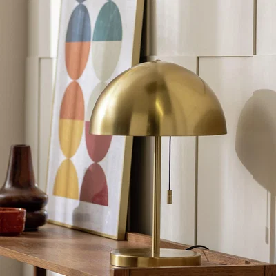 Habitat Habitat Mushroom 40cm Metal Table Lamp - Brushed Brass