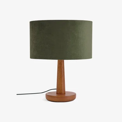 Habitat Habitat Tapered Wood Table Lamp - Walnut & Green