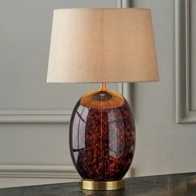 Habitat Pacific Lucien Tortoiseshell Glass Tall Table Lamp - Brown