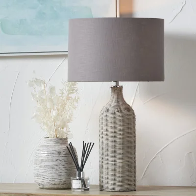 Habitat Pacific Anika Rattan Bottle Table Lamp - Grey