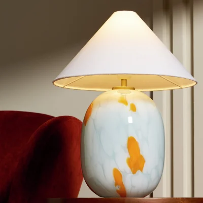 Habitat Habitat Rae Confetti Glass Table Lamp - Blue & White