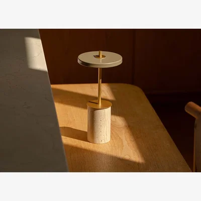Heal's Umage Asteria LED Move Mini Portable Lamp Travertine/Brass