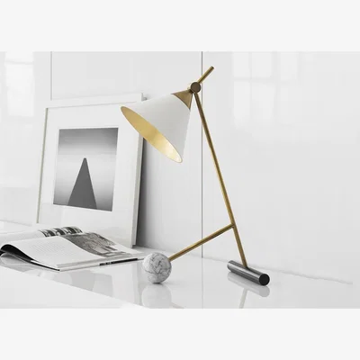 Heal's Visual Comfort Cleo Table Lamp Brass & White