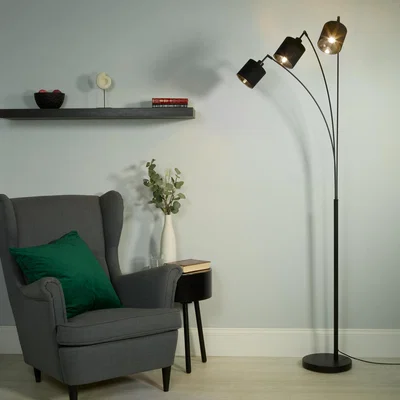 Homebase Jackson Three Light Floor Lamp - Black
