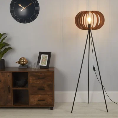 Homebase Tripod Floor Lamp - Walnut & Black
