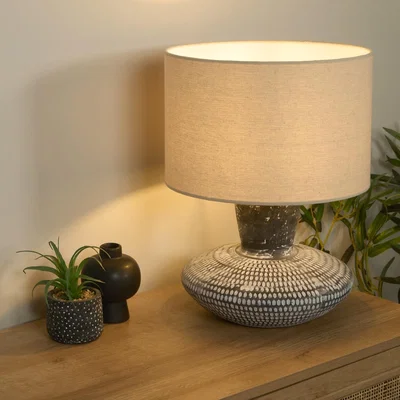 Homebase Chennai Table Lamp - Natural and Black