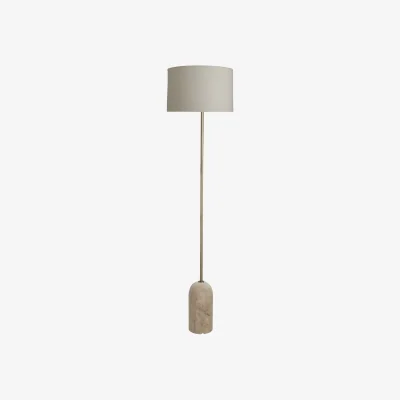 Industville Travertine Cone Floor Lamp - Natural & Brass