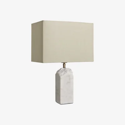 Industville Marble Medium Ridge Table Lamp - White