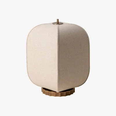 Industville Bloxham Rectangular Table Lamp - Natural - Brass