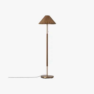 Industville Wycombe Umbrella Pleated Floor Lamp - Brass