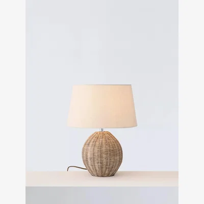 John Lewis John Lewis Rattan Table Lamp, White Wash